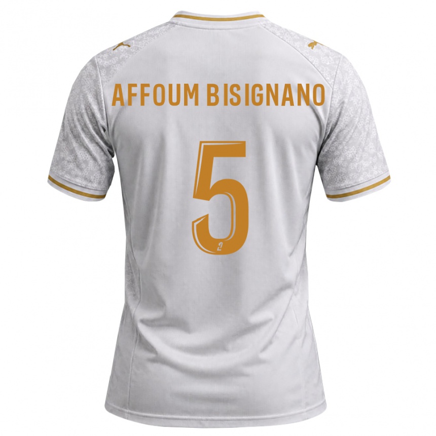 ילדים כדורגל Layan Affoum Bisignano #5 לבן אפור זהב הרחק ג'רזי 2026/27