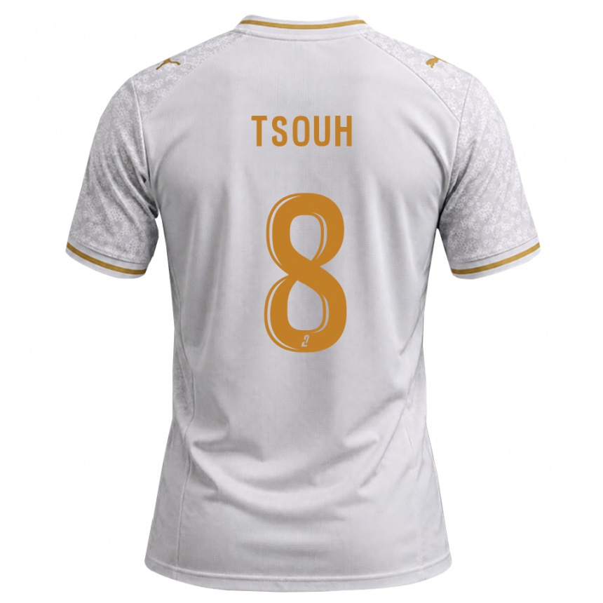 ילדים כדורגל Justin Tsouh #8 לבן אפור זהב הרחק ג'רזי 2026/27