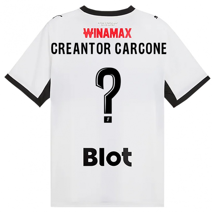 ילדים כדורגל Marlon Creantor Carcone #0 לבן אדום שחור הרחק ג'רזי 2026/27