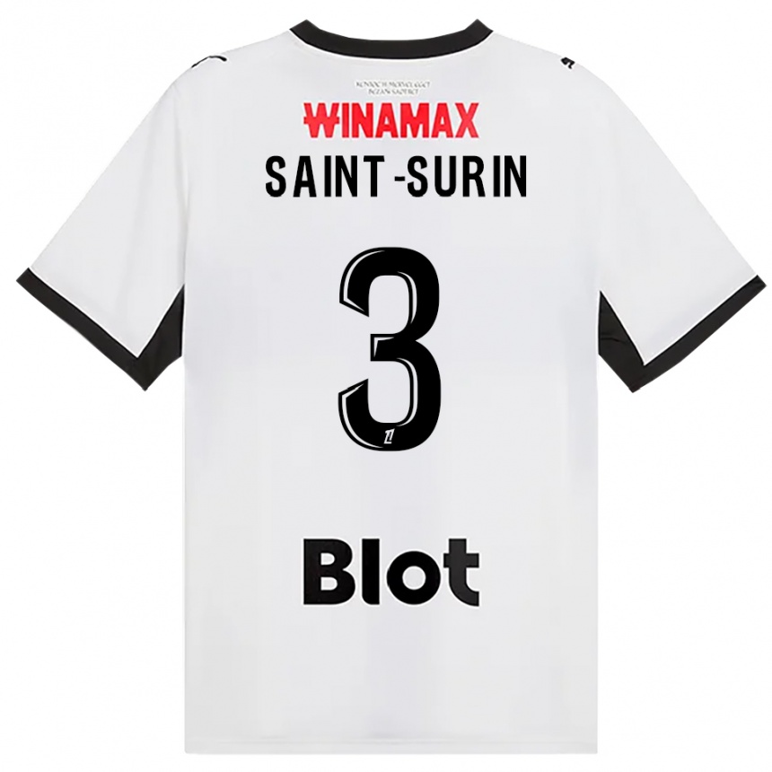 ילדים כדורגל Rio Saint-Surin #3 לבן אדום שחור הרחק ג'רזי 2026/27