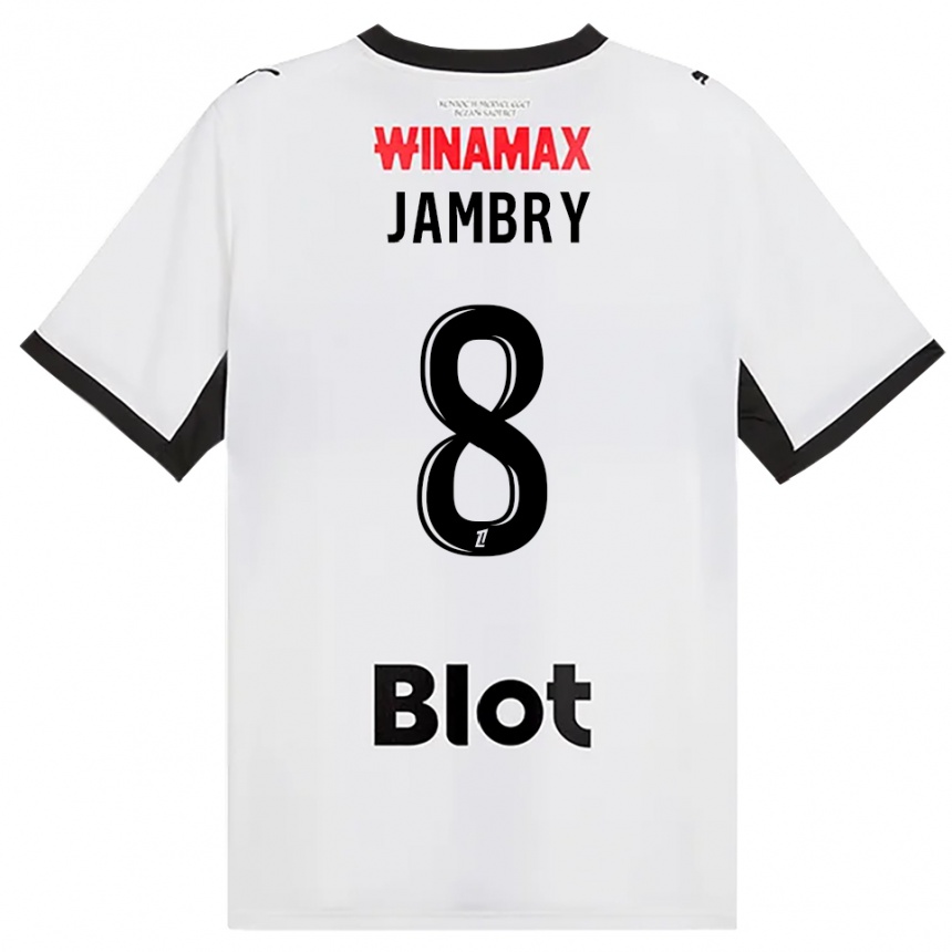 ילדים כדורגל Melvin Jambry #8 לבן אדום שחור הרחק ג'רזי 2026/27
