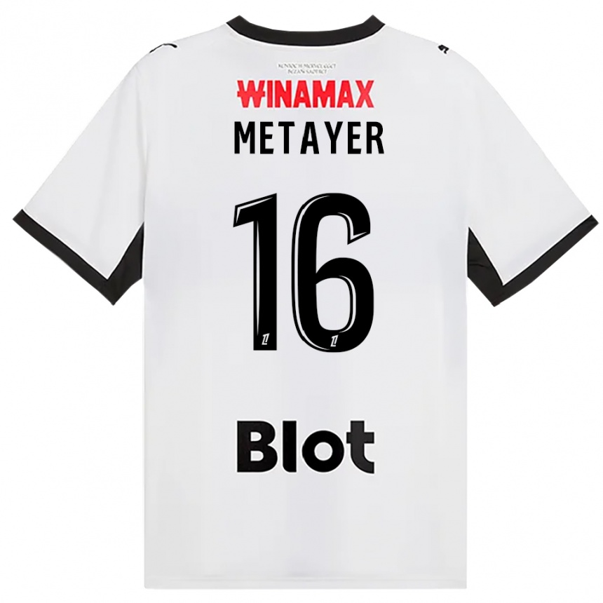 ילדים כדורגל Maxence Metayer #16 לבן אדום שחור הרחק ג'רזי 2026/27 ילדים כדורגל Maxence Metayer #16 לבן אדום שחור הרחק ג'רזי 2026/27