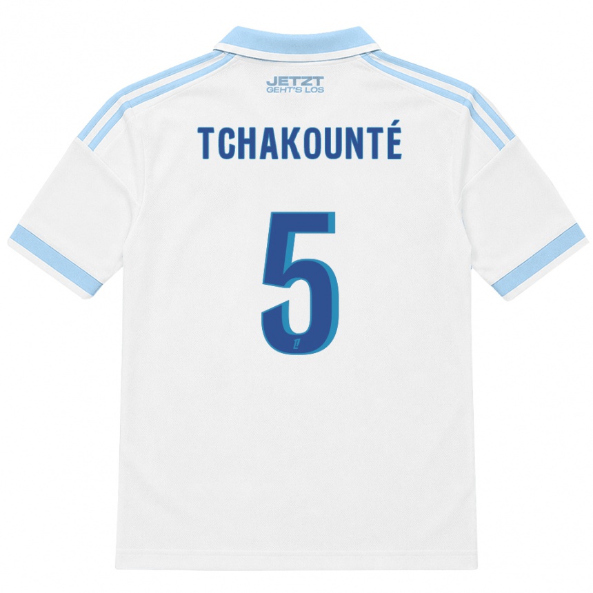 ילדים כדורגל Anaëlle Tchakounté #5 כחול שמיים בהיר לבן אדום הרחק ג'רזי 2026/27