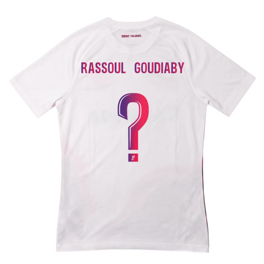 ילדים כדורגל Khadim Rassoul Goudiaby #0 לבן ורוד סגול הרחק ג'רזי 2026/27