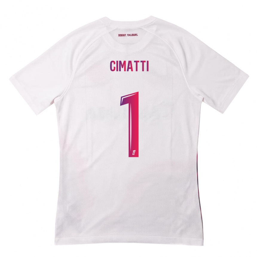 ילדים כדורגל Marie Cimatti #1 לבן ורוד סגול הרחק ג'רזי 2026/27