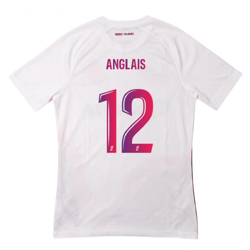 ילדים כדורגל Anaëlle Anglais #12 לבן ורוד סגול הרחק ג'רזי 2026/27