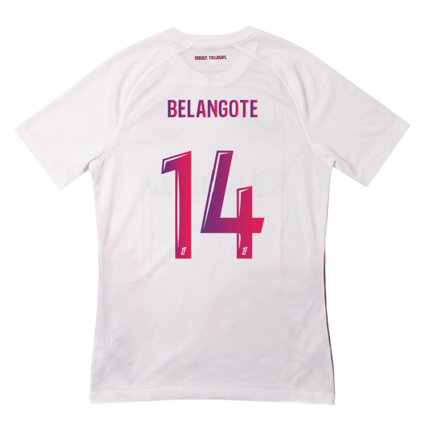 ילדים כדורגל Aël Belangote #14 לבן ורוד סגול הרחק ג'רזי 2026/27