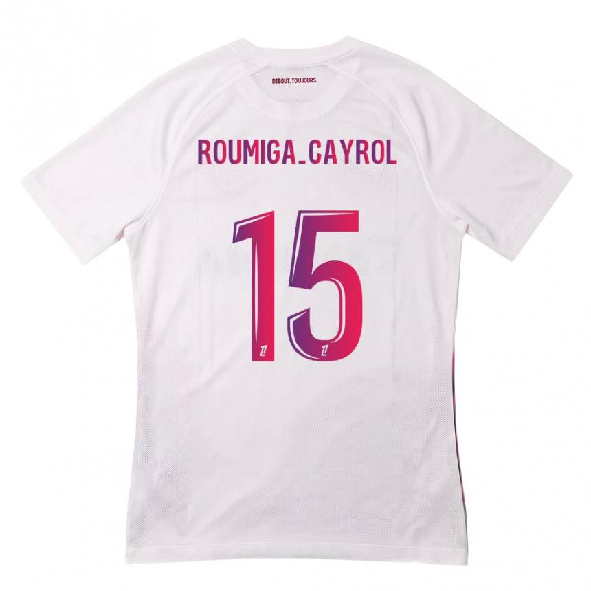 ילדים כדורגל Sonia Roumiga-Cayrol #15 לבן ורוד סגול הרחק ג'רזי 2026/27