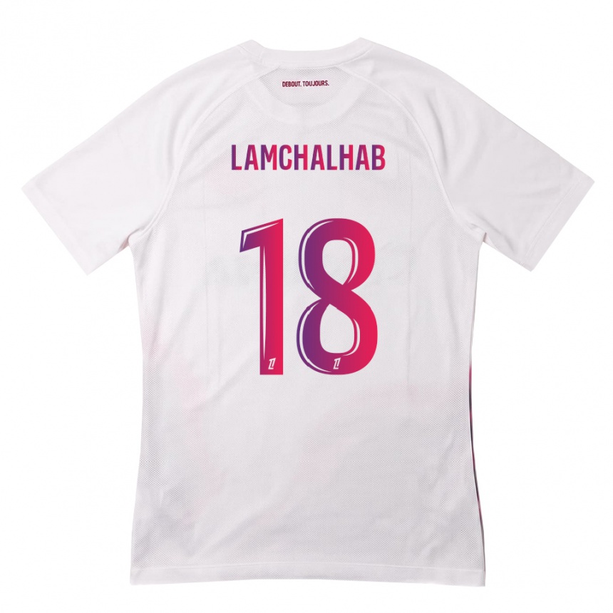 ילדים כדורגל Merwan Lamchalhab #18 לבן ורוד סגול הרחק ג'רזי 2026/27