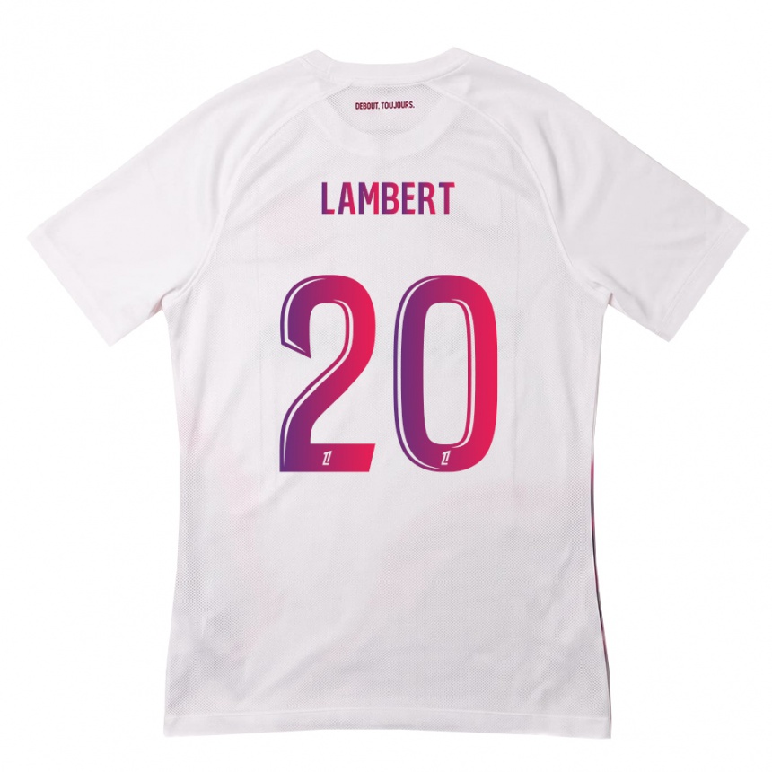ילדים כדורגל Sarah Lambert #20 לבן ורוד סגול הרחק ג'רזי 2026/27