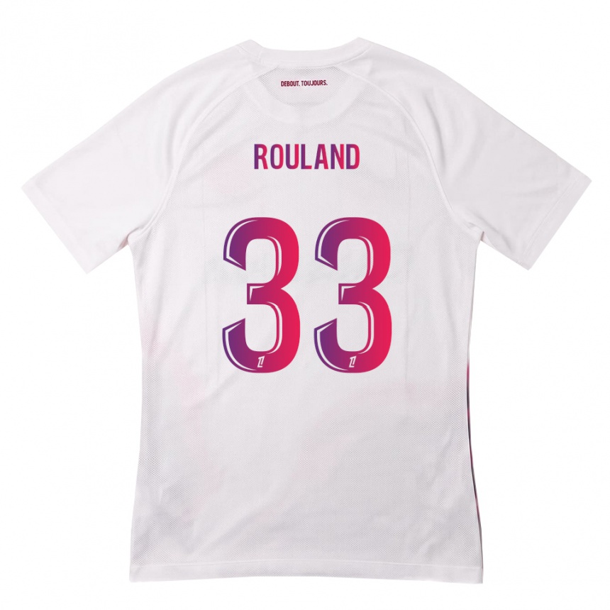 ילדים כדורגל Prune Rouland #33 לבן ורוד סגול הרחק ג'רזי 2026/27