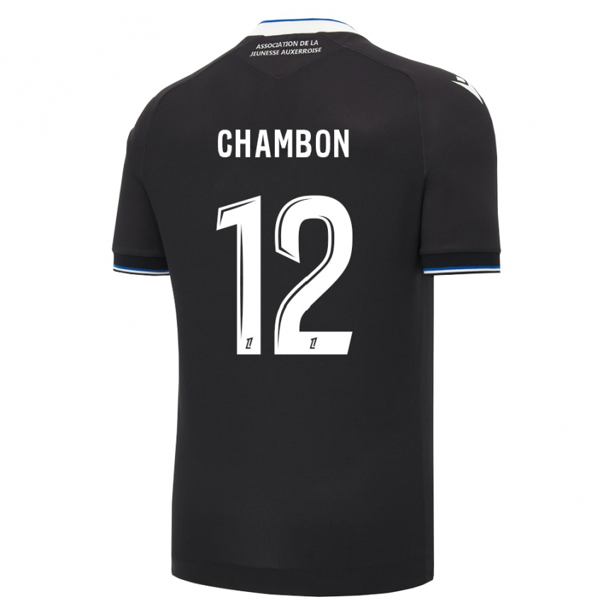 ילדים כדורגל Maxence Chambon #12 שחור כחול לבן הרחק ג'רזי 2026/27