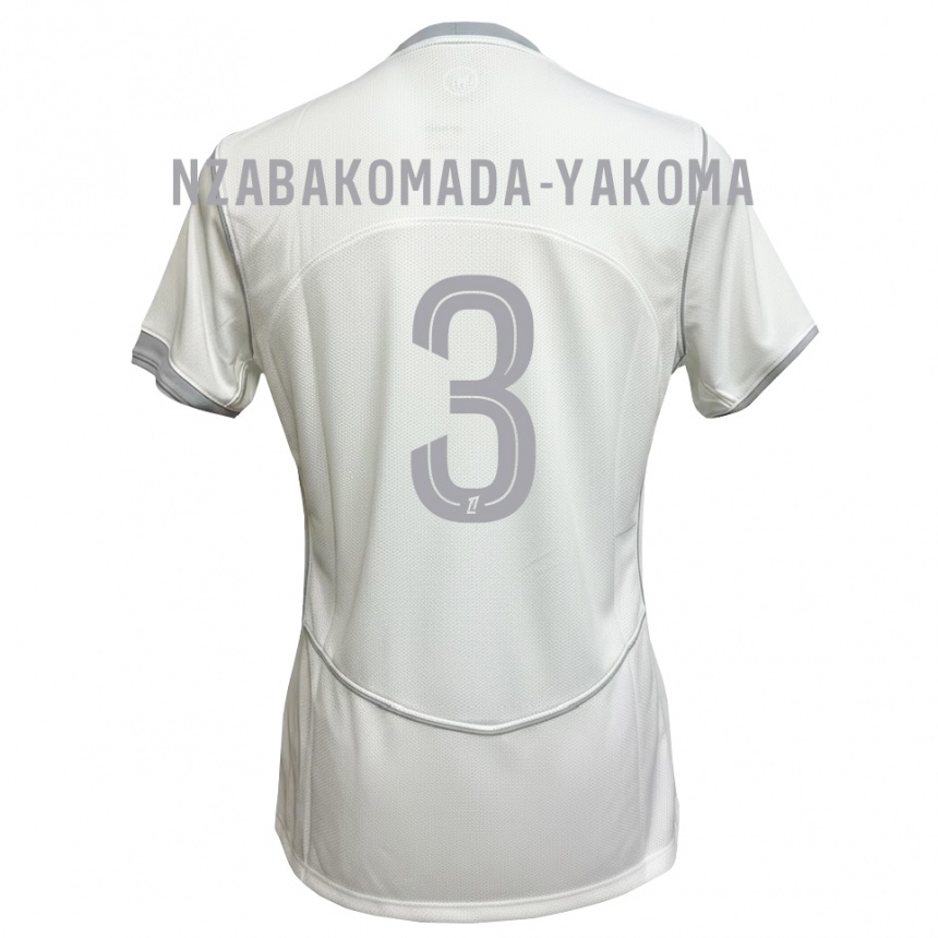 ילדים כדורגל Raphaël Nzabakomada-Yakoma #3 לבן אפור הרחק ג'רזי 2026/27