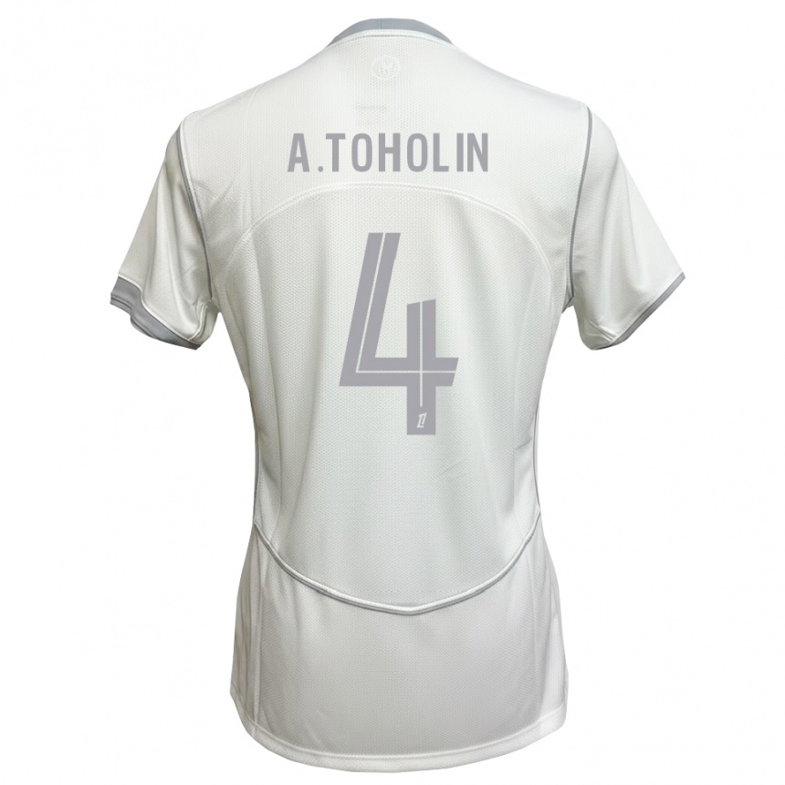 ילדים כדורגל Abdine Toholin #4 לבן אפור הרחק ג'רזי 2026/27