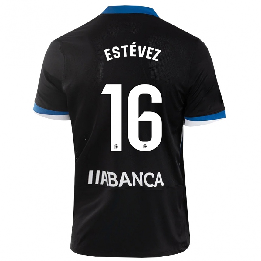 ילדים כדורגל Dani Estévez #16 שחור כחול לבן הרחק ג'רזי 2026/27