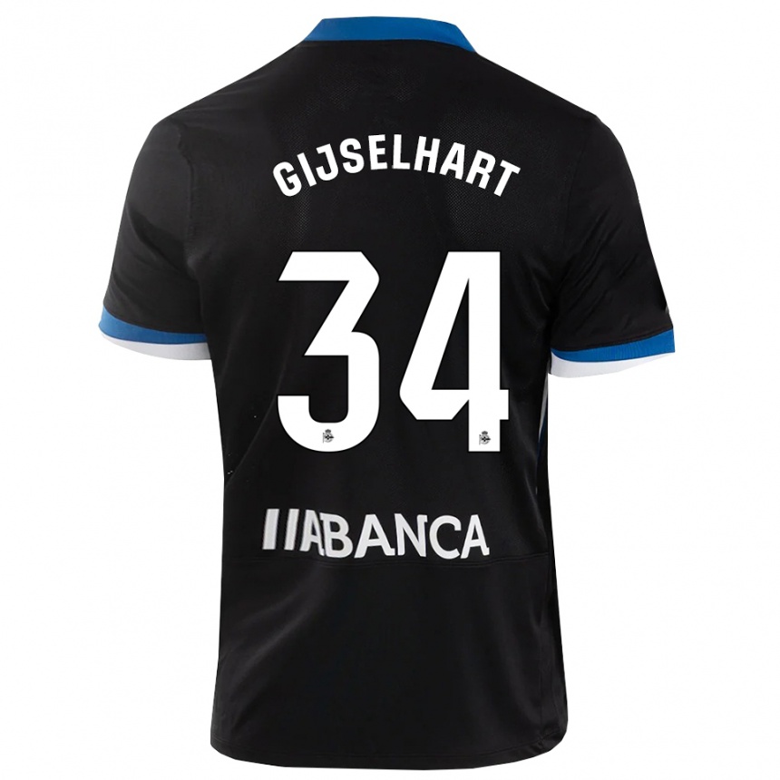 ילדים כדורגל Teun Gijselhart #34 שחור כחול לבן הרחק ג'רזי 2026/27