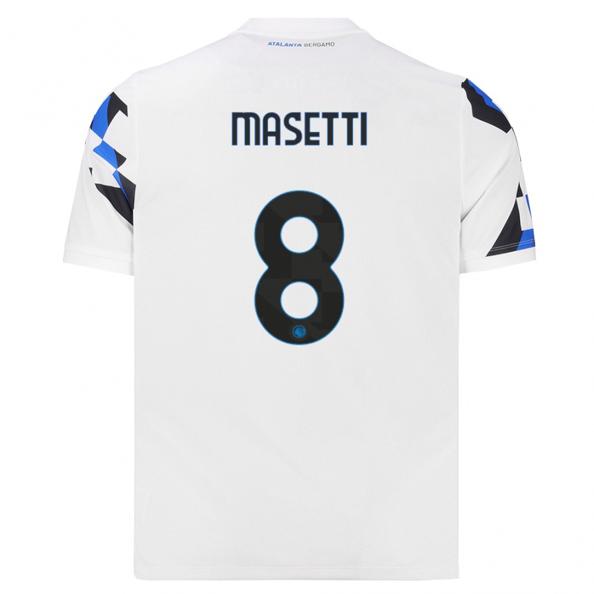 ילדים כדורגל Francesco Masetti #8 לבן אדום כחול הרחק ג'רזי 2026/27