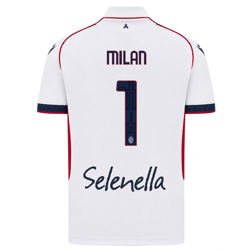 ילדים כדורגל Riccardo Milan #1 לבן אדום כחול מלכותי הרחק ג'רזי 2026/27 ילדים כדורגל Riccardo Milan #1 לבן אדום כחול מלכותי הרחק ג'רזי 2026/27