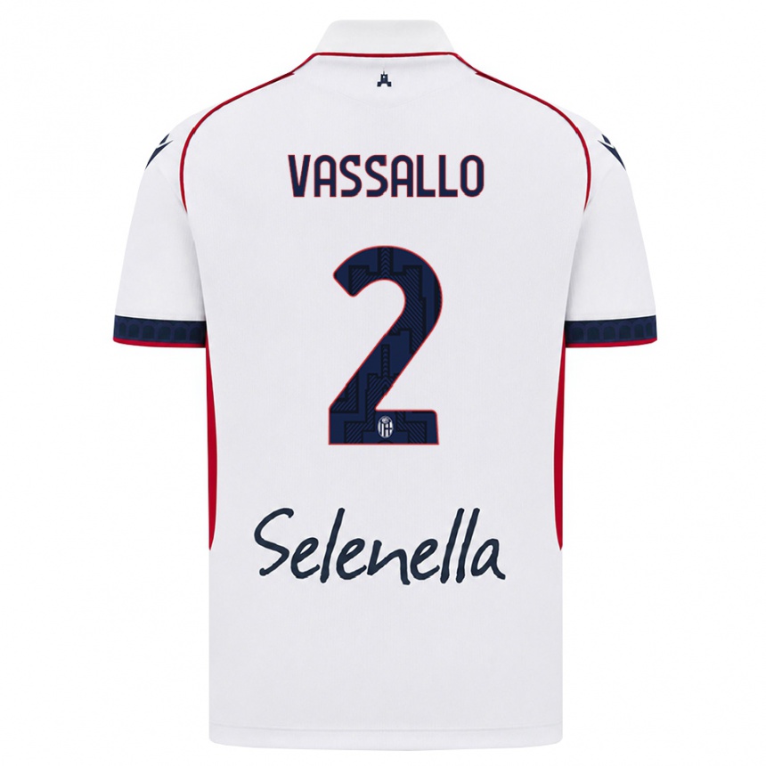ילדים כדורגל Giacomo Vassallo #2 לבן אדום כחול מלכותי הרחק ג'רזי 2026/27