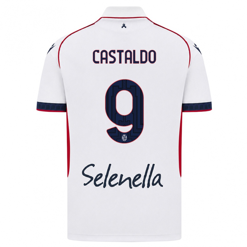 ילדים כדורגל Francesco Castaldo #9 לבן אדום כחול מלכותי הרחק ג'רזי 2026/27