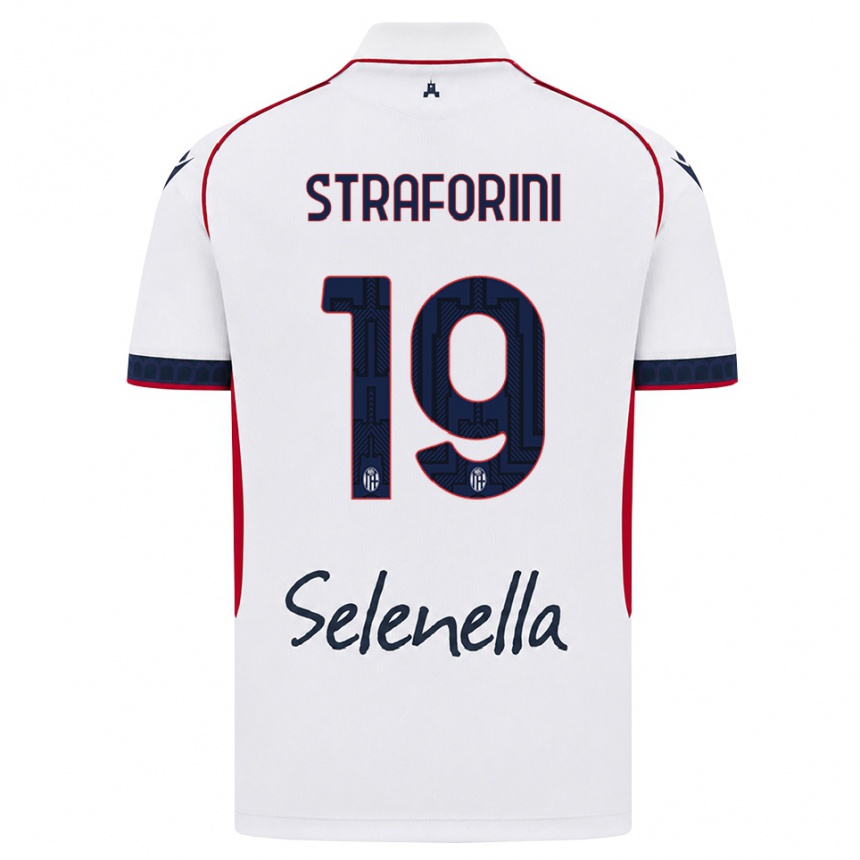 ילדים כדורגל Rino Straforini #19 לבן אדום כחול מלכותי הרחק ג'רזי 2026/27
