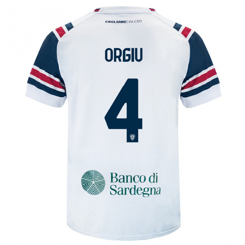 ילדים כדורגל Samuele Orgiu #4 לבן אדום ירוק הרחק ג'רזי 2026/27