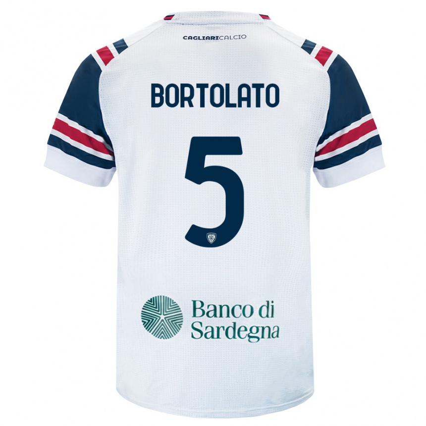 ילדים כדורגל Filippo Bortolato #5 לבן אדום ירוק הרחק ג'רזי 2026/27