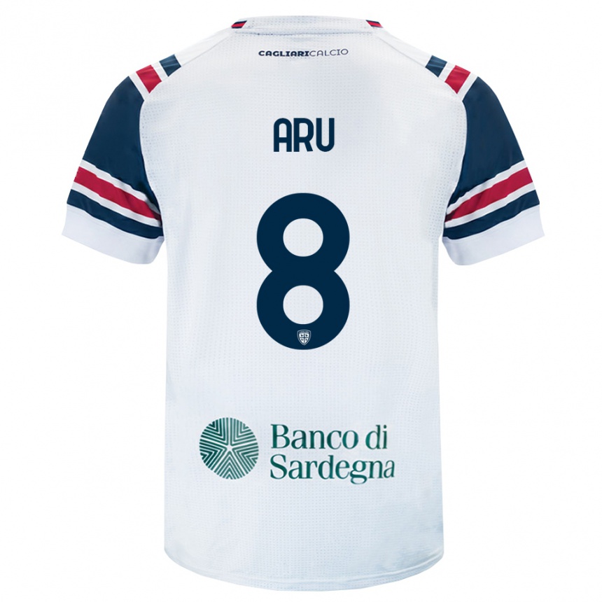ילדים כדורגל Riccardo Aru #8 לבן אדום ירוק הרחק ג'רזי 2026/27