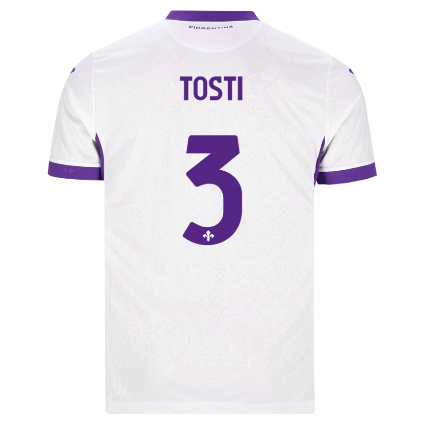 ילדים כדורגל Tommaso Tosti #3 לבן סגול הרחק ג'רזי 2026/27