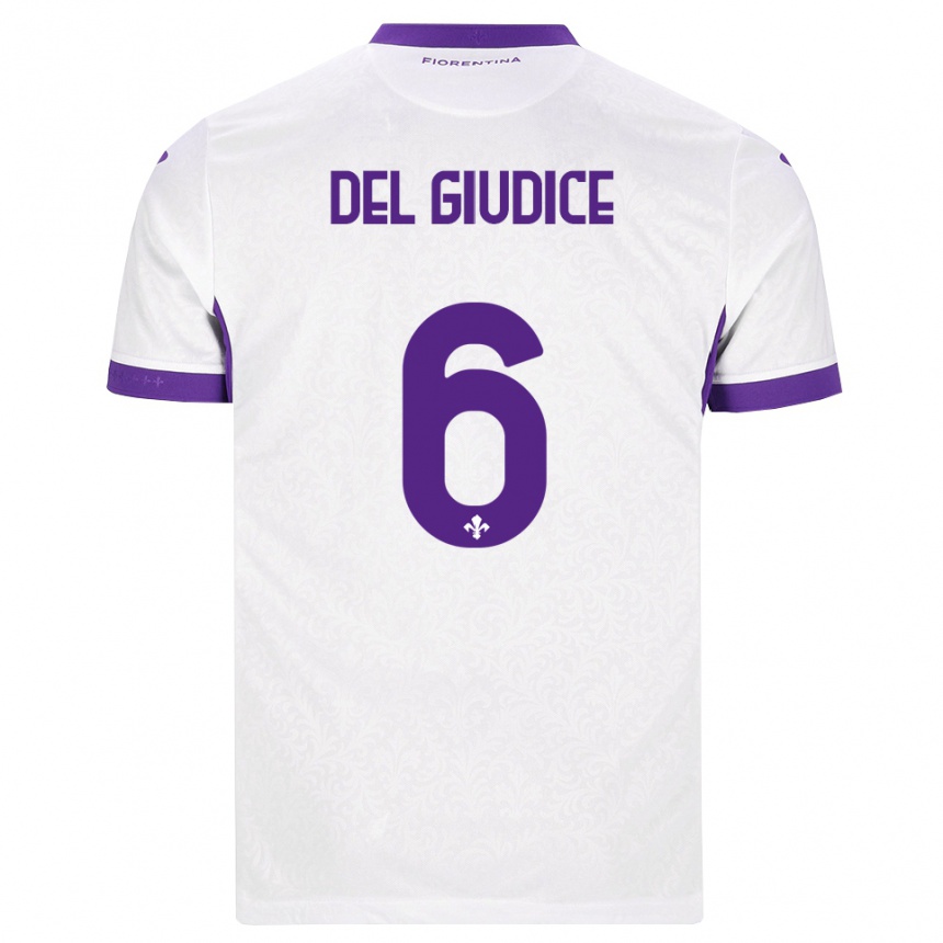 ילדים כדורגל Nicolas Del Giudice #6 לבן סגול הרחק ג'רזי 2026/27