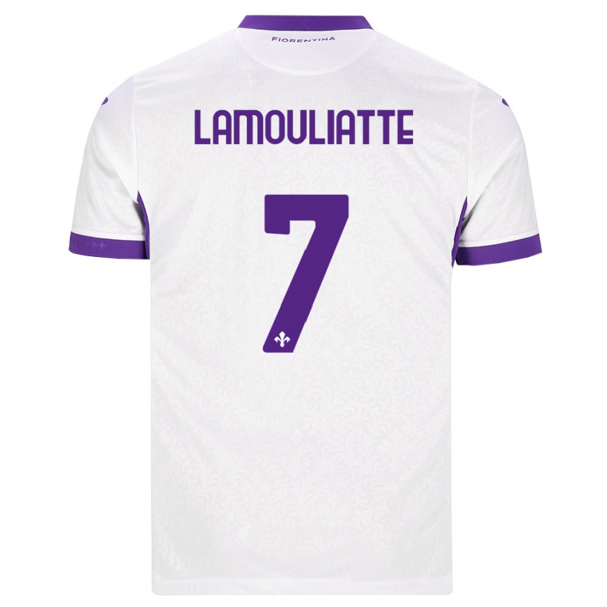 ילדים כדורגל Hugo Lamouliatte #7 לבן סגול הרחק ג'רזי 2026/27
