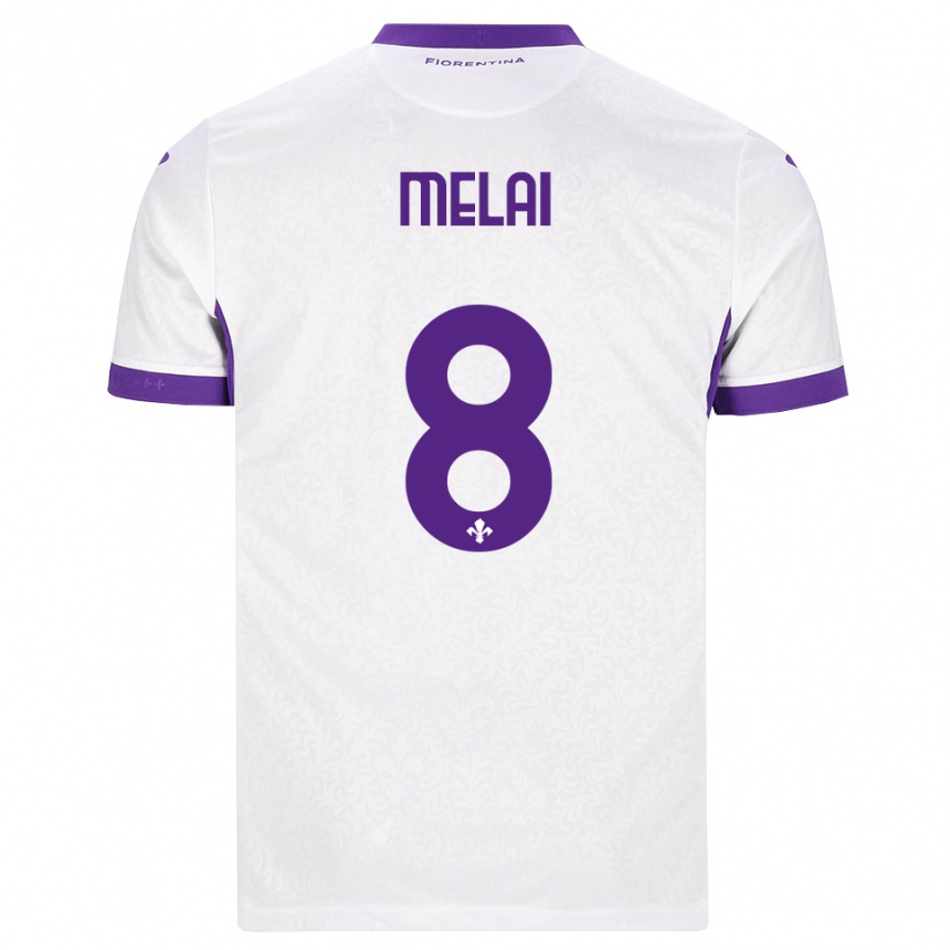 ילדים כדורגל Christian Melai #8 לבן סגול הרחק ג'רזי 2026/27