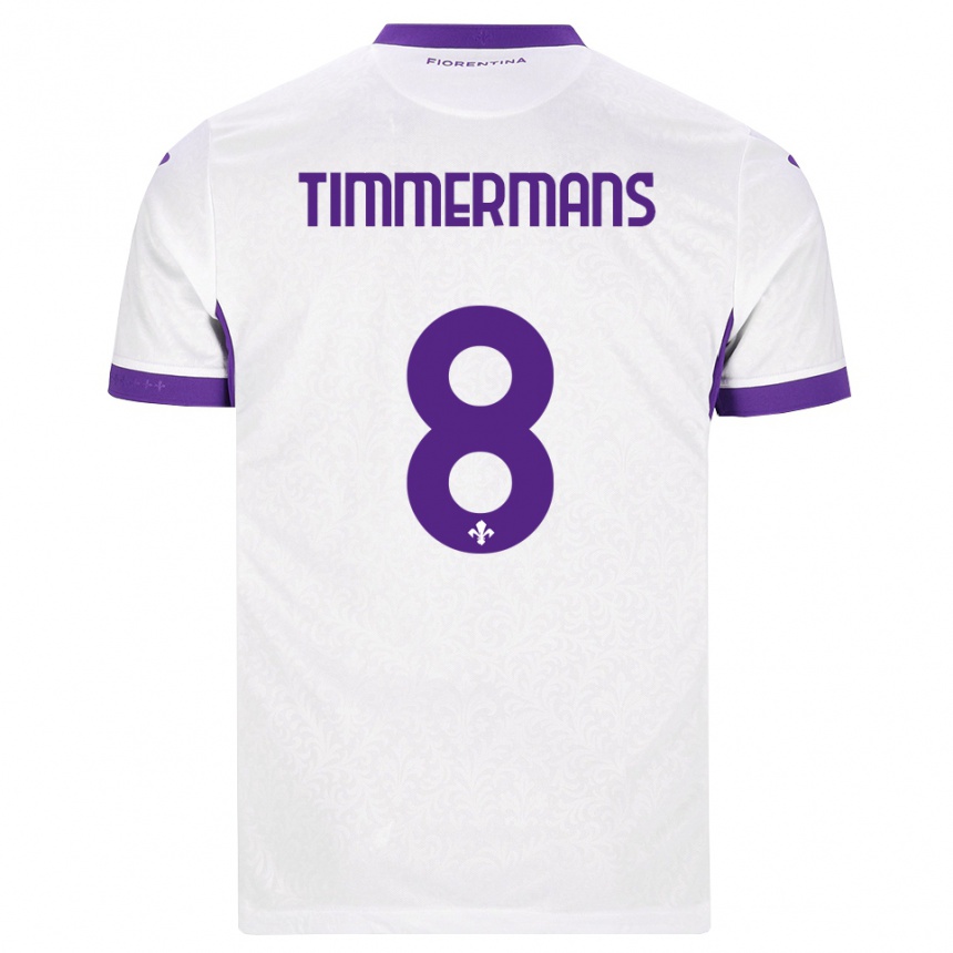 ילדים כדורגל Loric Timmermans #8 לבן סגול הרחק ג'רזי 2026/27