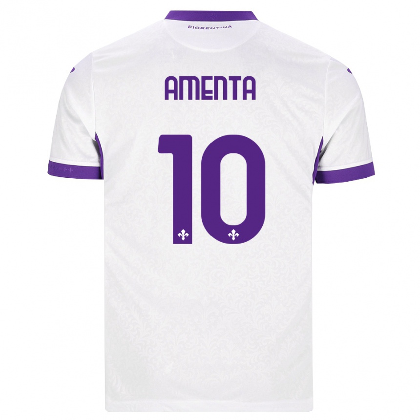 ילדים כדורגל Francesco Amenta #10 לבן סגול הרחק ג'רזי 2026/27