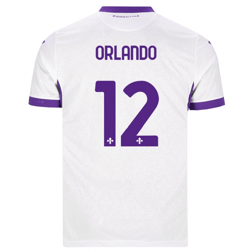 ילדים כדורגל Giulio Orlando #12 לבן סגול הרחק ג'רזי 2026/27