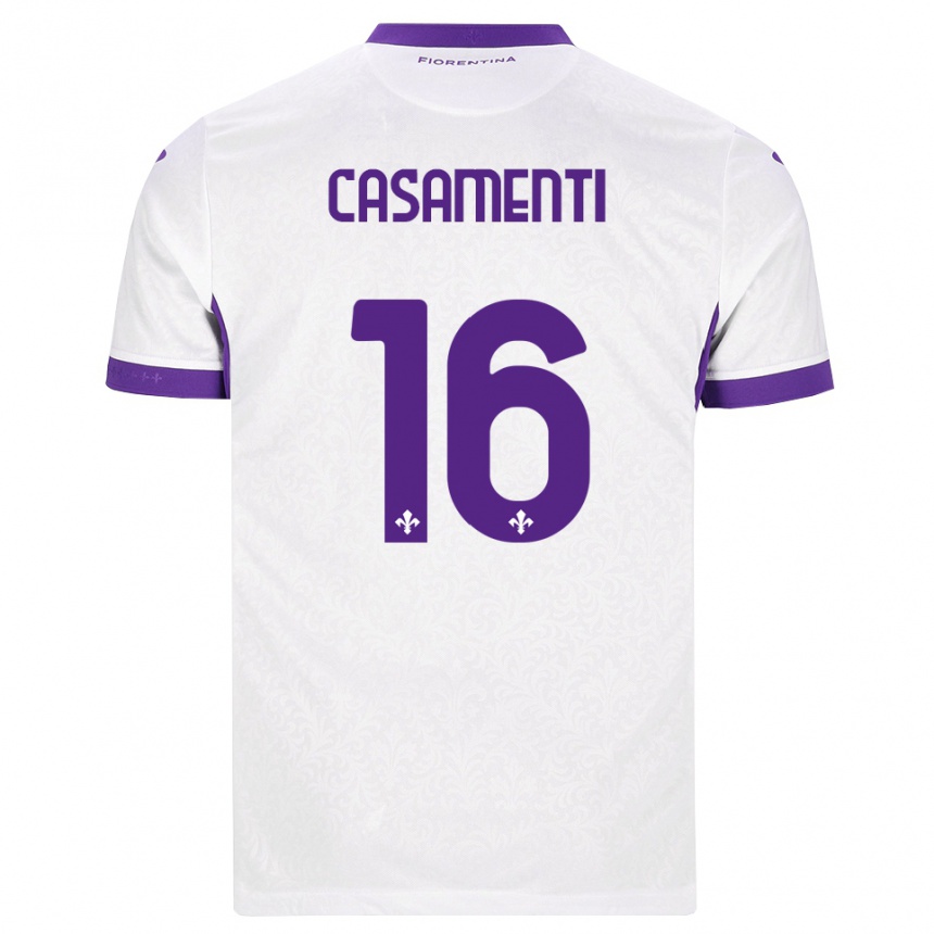ילדים כדורגל Mattia Casamenti #16 לבן סגול הרחק ג'רזי 2026/27