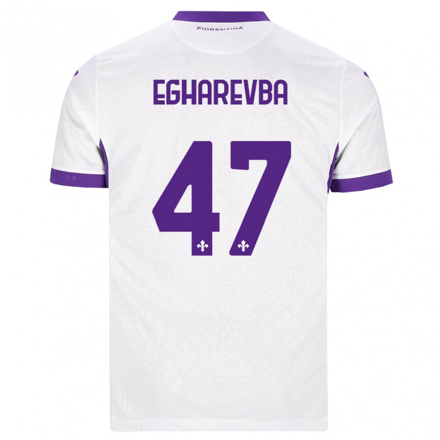 ילדים כדורגל Fortune Egharevba #47 לבן סגול הרחק ג'רזי 2026/27