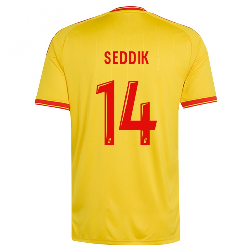 גברים כדורגל Mohamed Seddik #14 זהב כתום אדום ג'רזי ביתית 2026/27 גברים כדורגל Mohamed Seddik #14 זהב כתום אדום ג'רזי ביתית 2026/27