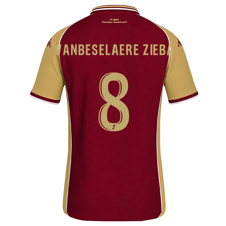 גברים כדורגל Vadim Vanbeselaere Zieba #8 זהב אדום כהה ג'רזי ביתית 2026/27