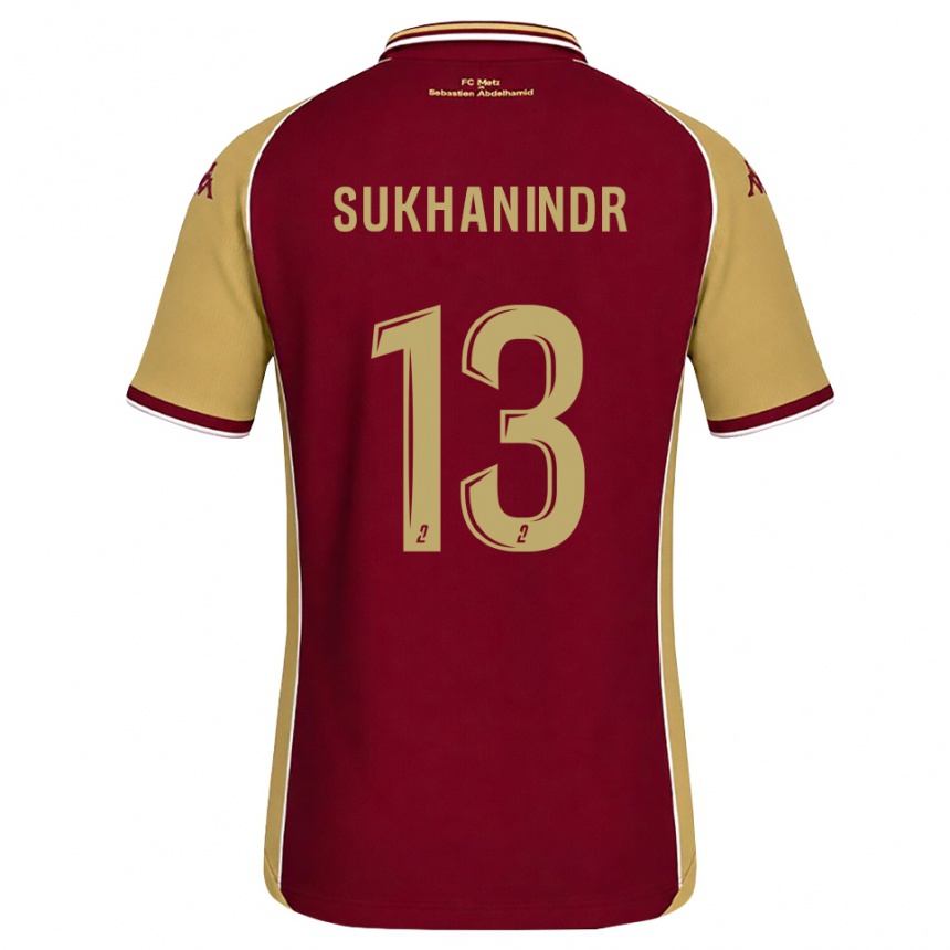 גברים כדורגל Suparith Sukhanindr #13 זהב אדום כהה ג'רזי ביתית 2026/27