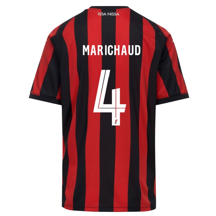 גברים כדורגל Julie Marichaud #4 אדום שחור לבן ג'רזי ביתית 2026/27 גברים כדורגל Julie Marichaud #4 אדום שחור לבן ג'רזי ביתית 2026/27