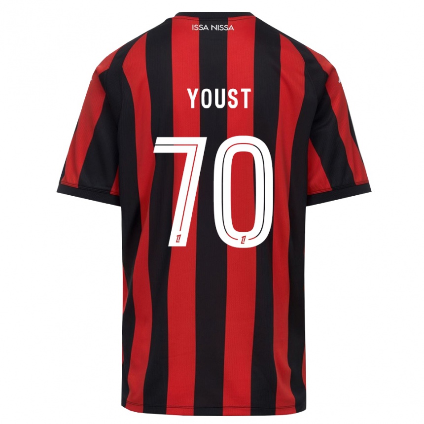 גברים כדורגל Matys Youst #70 אדום שחור לבן ג'רזי ביתית 2026/27