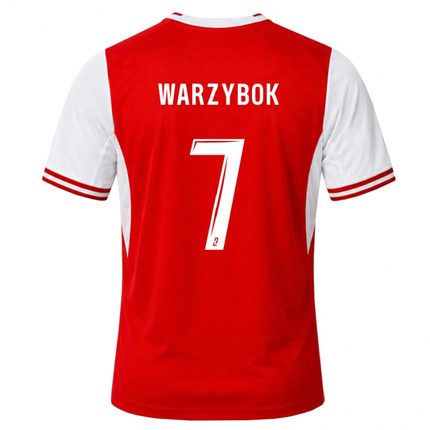 גברים כדורגל Olivier Warzybok #7 אדום לבן ג'רזי ביתית 2026/27