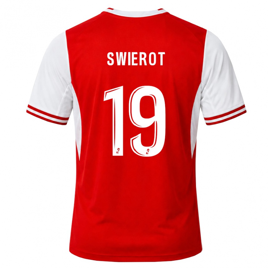 גברים כדורגל Julie Swierot #19 אדום לבן ג'רזי ביתית 2026/27 גברים כדורגל Julie Swierot #19 אדום לבן ג'רזי ביתית 2026/27