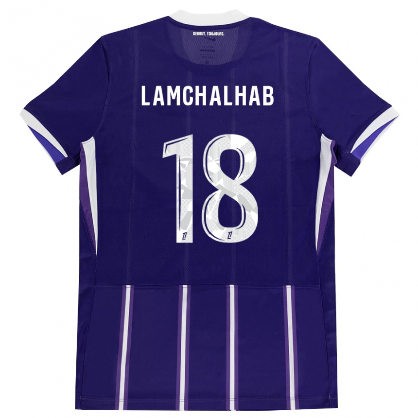 גברים כדורגל Merwan Lamchalhab #18 סגול לבן ג'רזי ביתית 2026/27