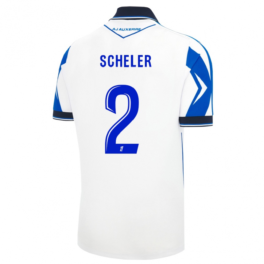 גברים כדורגל Scott Scheler #2 שחור לבן כחול ג'רזי ביתית 2026/27