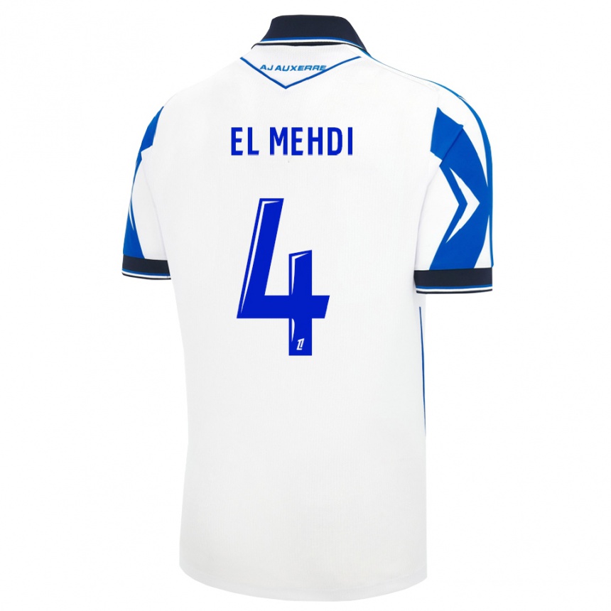 גברים כדורגל Chihab El Mehdi #4 שחור לבן כחול ג'רזי ביתית 2026/27