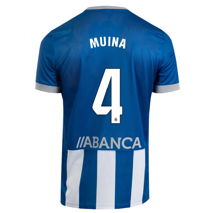 גברים כדורגל Henar Muiña #4 כחול אפור לבן ג'רזי ביתית 2026/27 גברים כדורגל Henar Muiña #4 כחול אפור לבן ג'רזי ביתית 2026/27