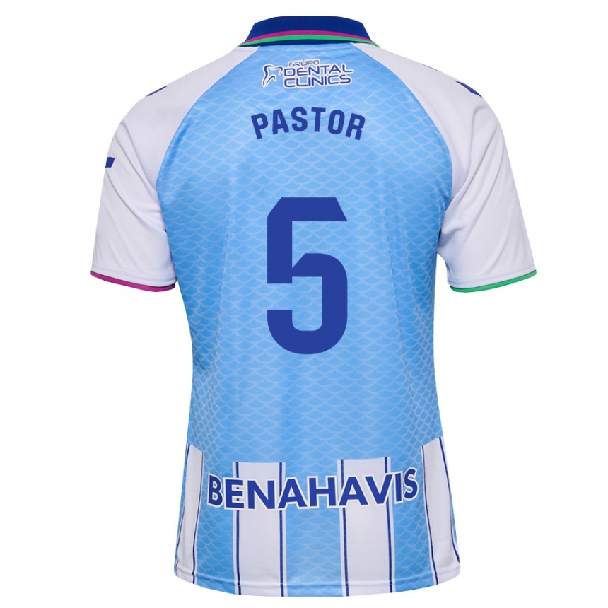 גברים כדורגל Álex Pastor #5 כחול שמיים עמוק לבן ג'רזי ביתית 2026/27 גברים כדורגל Álex Pastor #5 כחול שמיים עמוק לבן ג'רזי ביתית 2026/27