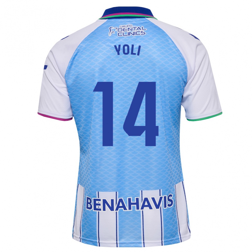 גברים כדורגל Yolanda Peche Jaaskelainen #14 כחול שמיים עמוק לבן ג'רזי ביתית 2026/27